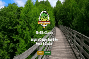 Homepage image of new website for The Bike Station, a cycle tourism business in Damascus VA.
